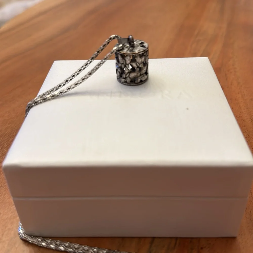Silver Necklace with Cylinder Butterfly Pendant - 20”chain, like new conditions